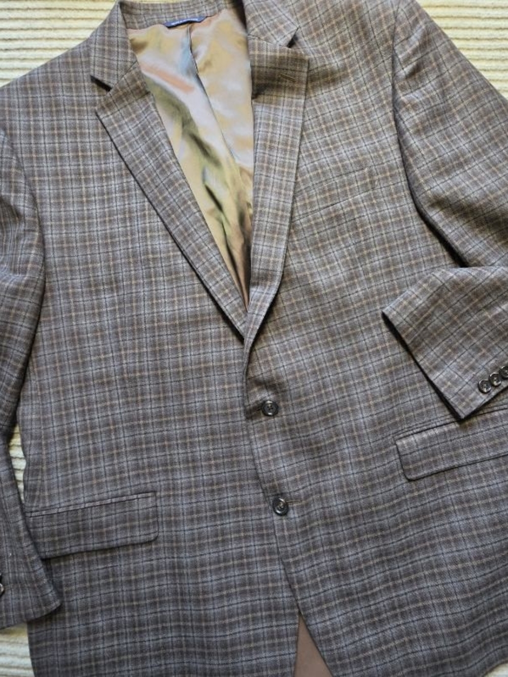 RALPH by Ralph Lauren Brown Plaid 100% Wool Preppy Blazer Sport Jacket! 50L